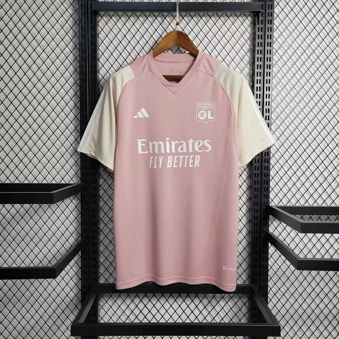 2023-2024 Lyon Training Wear Pink Football Shirt