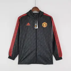 2022-2023 Manchester United Windbreaker Black Red Edge