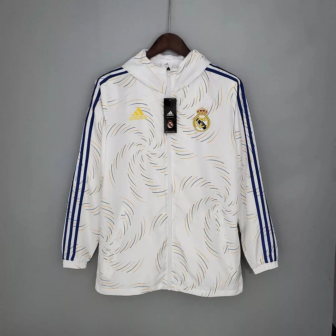2021-2022 Real Madrid Jersey Windbreaker White(Blue Edge)