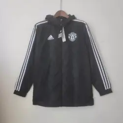 2022-2023 Manchester United Windbreaker Black White Edge