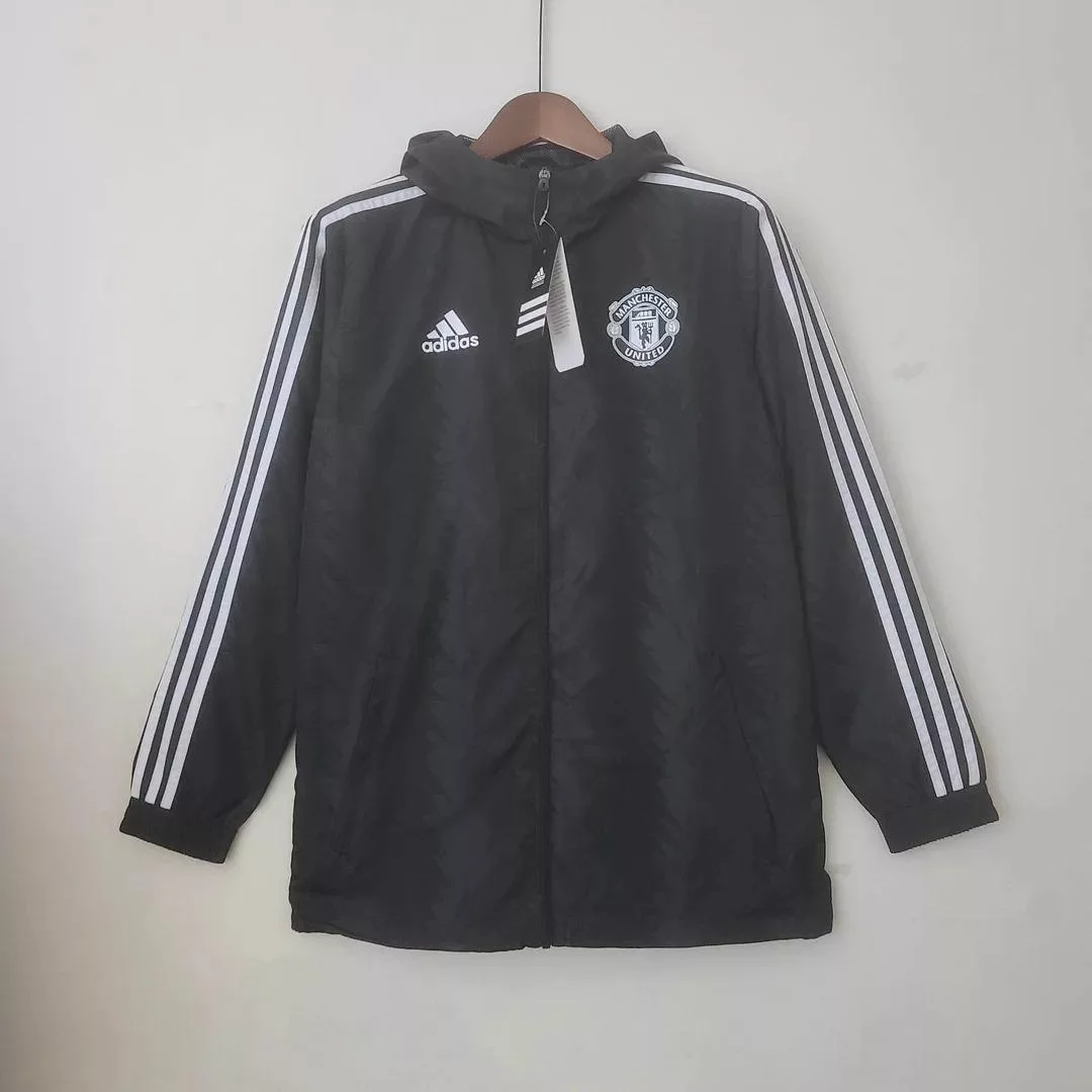 2022-2023 Manchester United Windbreaker Black White Edge