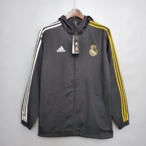 2021 Real Madrid Jersey Windbreaker Black(White Yellow Edge)