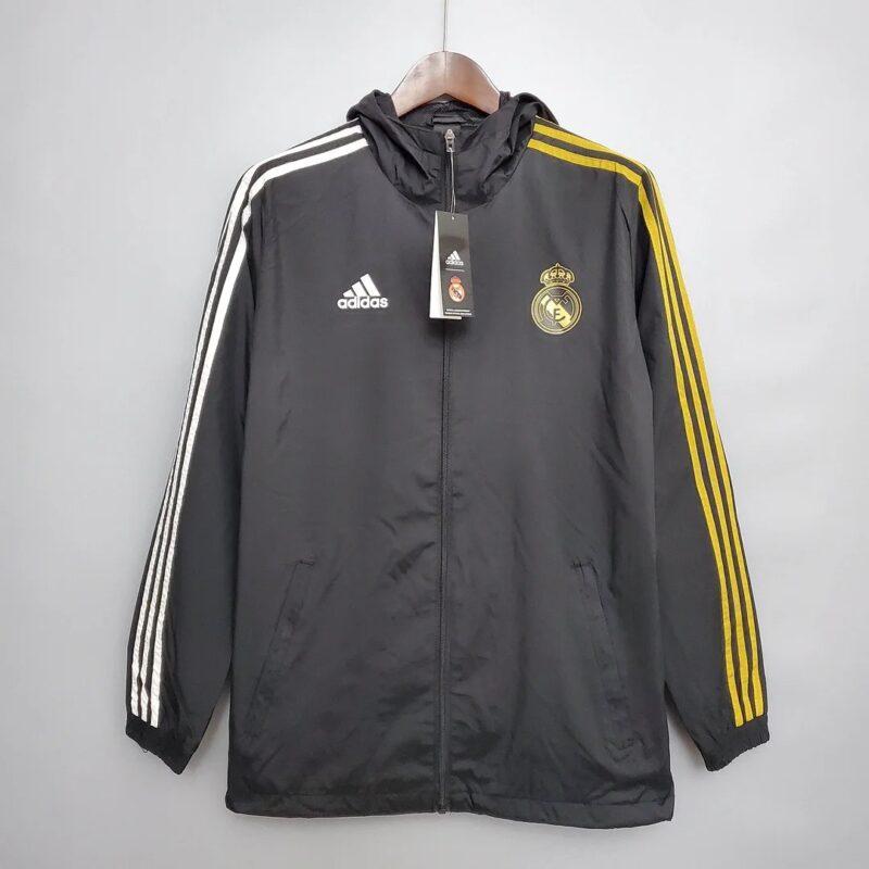 2021 Real Madrid Jersey Windbreaker Black(White Yellow Edge)