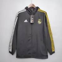 2021 Real Madrid Jersey Windbreaker Black(White-Yellow Edge) 2021 Real Madrid Jersey Windbreaker Black(White-Yellow Edge)