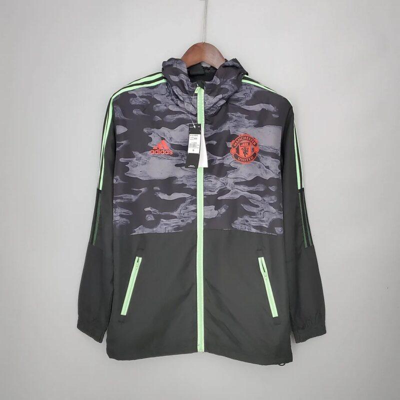 2021-2022 Manchester United Jersey Windbreaker Black And Grey Camouflage