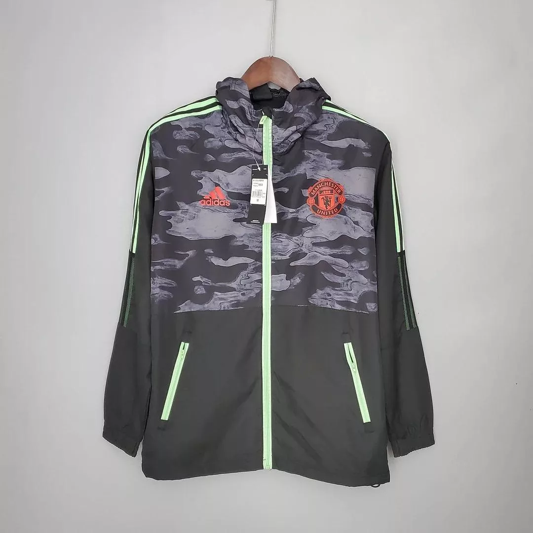 2021-2022 Manchester United Jersey Windbreaker Black And Grey Camouflage