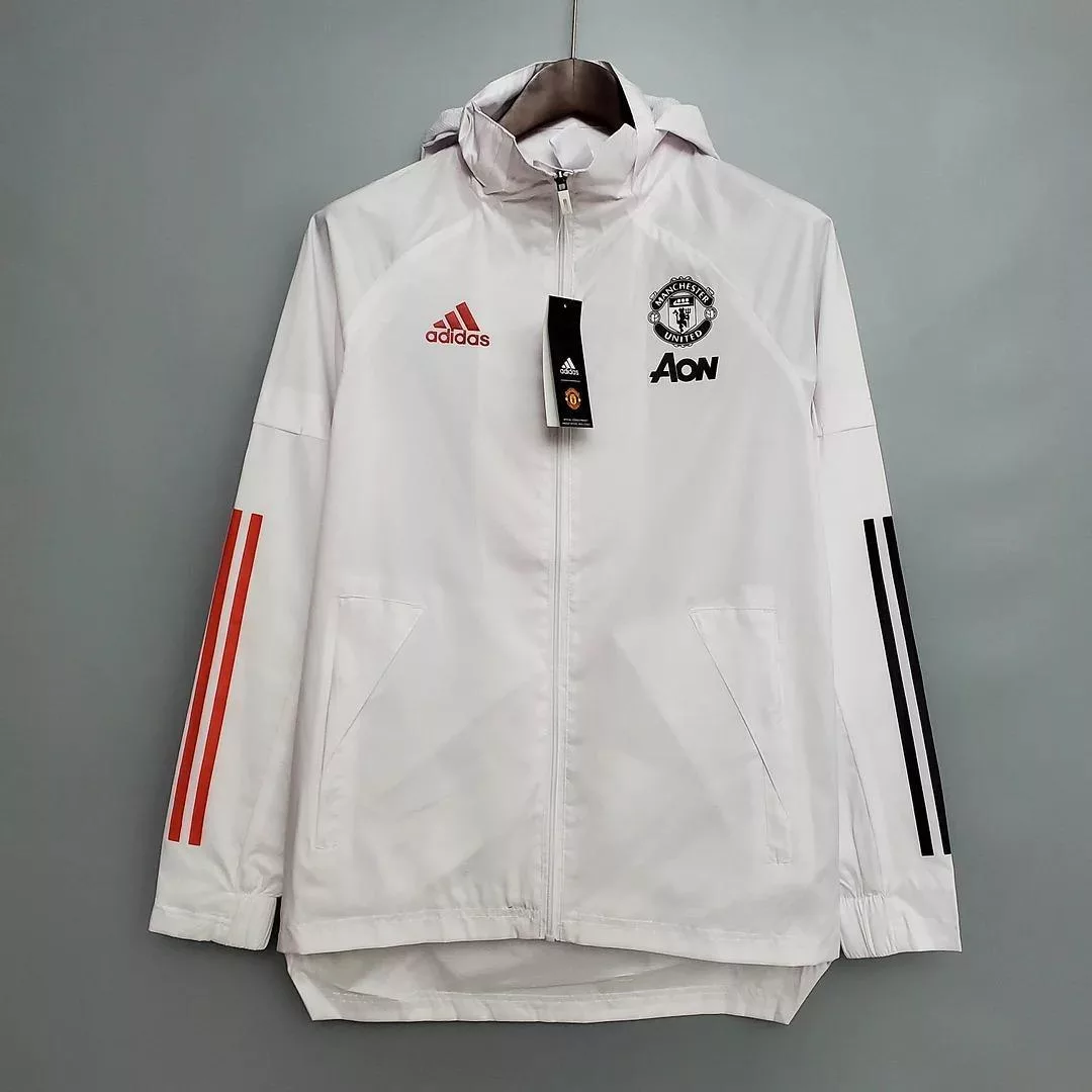2021-2022 Manchester United Jersey Windbreaker Black-White Stripes