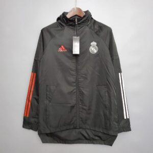 2021 Real Madrid Jersey Windbreaker Black(White Red Edge)
