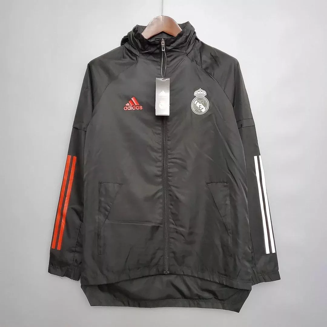 2021 Real Madrid Jersey Windbreaker Black(White Red Edge)