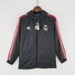 2022-2023 Real Madrid Jersey Windbreaker Black Red And White Edge
