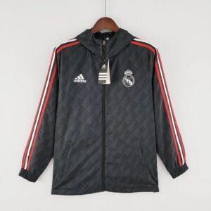 2022-2023 Real Madrid Jersey Windbreaker Black Red And White Edge