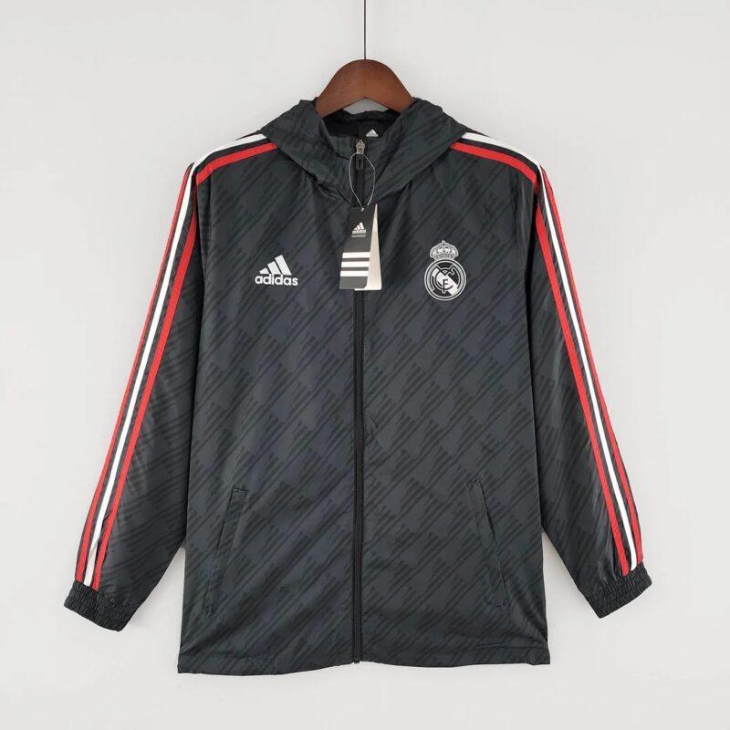 2022-2023 Real Madrid Jersey Windbreaker Black Red And White Edge
