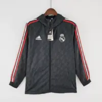 2022-2023 Real Madrid Jersey Windbreaker Black Red And White Edge 2022-2023 Real Madrid Jersey Windbreaker Black Red And White Edge