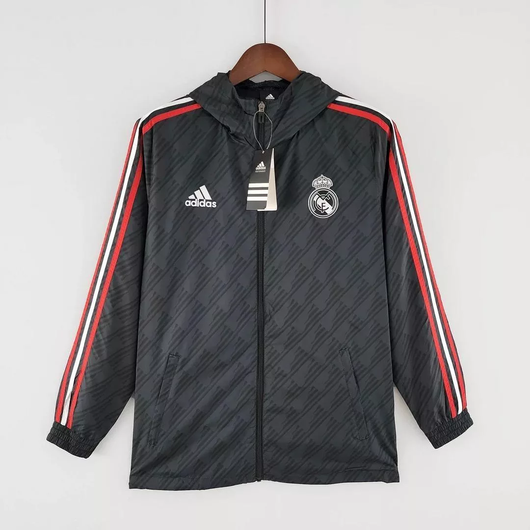 2022-2023 Real Madrid Jersey Windbreaker Black Red And White Edge