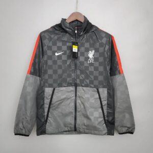 2021 2022 Liverpool Windbreaker Black Grey Plaid Soccer Jersey 1:1 Thai Quality