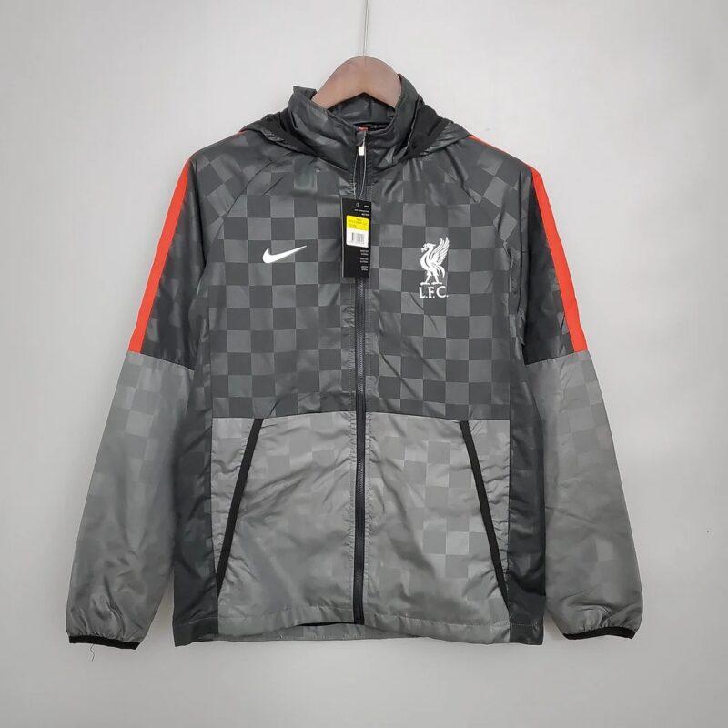 2021 2022 Liverpool Windbreaker Black Grey Plaid Soccer Jersey 1:1 Thai Quality