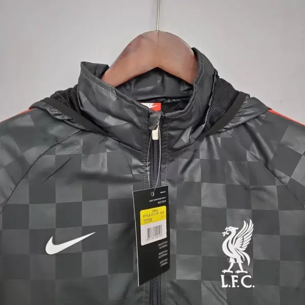 2021 2022 Liverpool Windbreaker Black Grey Plaid Soccer Jersey 1:1 Thai Quality