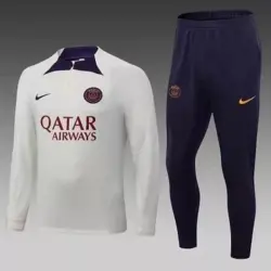 2023-2024 Psg Paris Saint-Germain Half-Pull Training Suit Off White Set