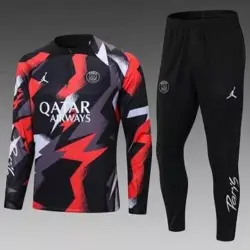 2022-2023 Psg Paris Saint-Germain Half-Pull Training Suit Red Gray Camouflage Set