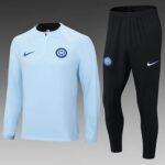 2023-2024 Internazionale Milan Half-Pull Training Suit Light Blue Football Jersey 1:1 Thai Quality Set