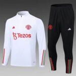 2023-2024 Manchester United Half-Pull Training Suit White Football Shirt 1:1 Thai Quality Set