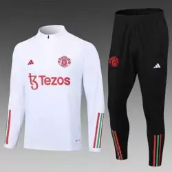 2023-2024 Manchester United Half-Pull Training Suit White Football Shirt 1:1 Thai Quality Set