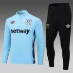 2023-2024 West Ham United Half-Pull Training Suit Light Blue Football Shirt 1:1 Thai Quality Set