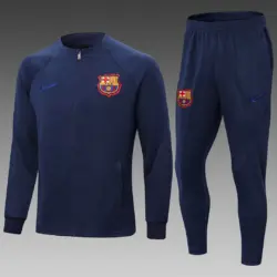 2022-2023 Barcelona Long Zip Jacke Dark Blue Jersey Set