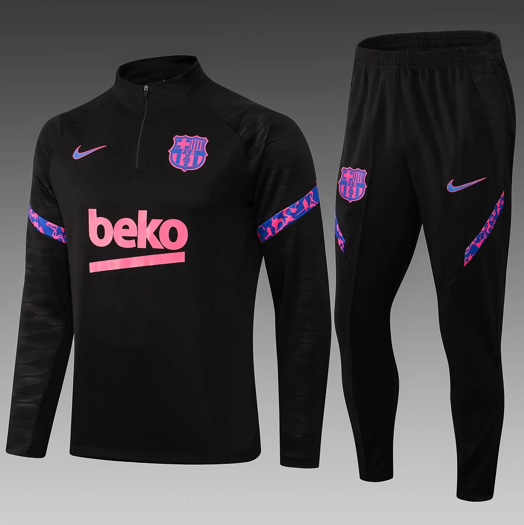 2021-2022 Barcelona Half-Pull Training Suit Black Jersey Set 2021-2022 Barcelona Half-Pull Training Suit Black Jersey Set