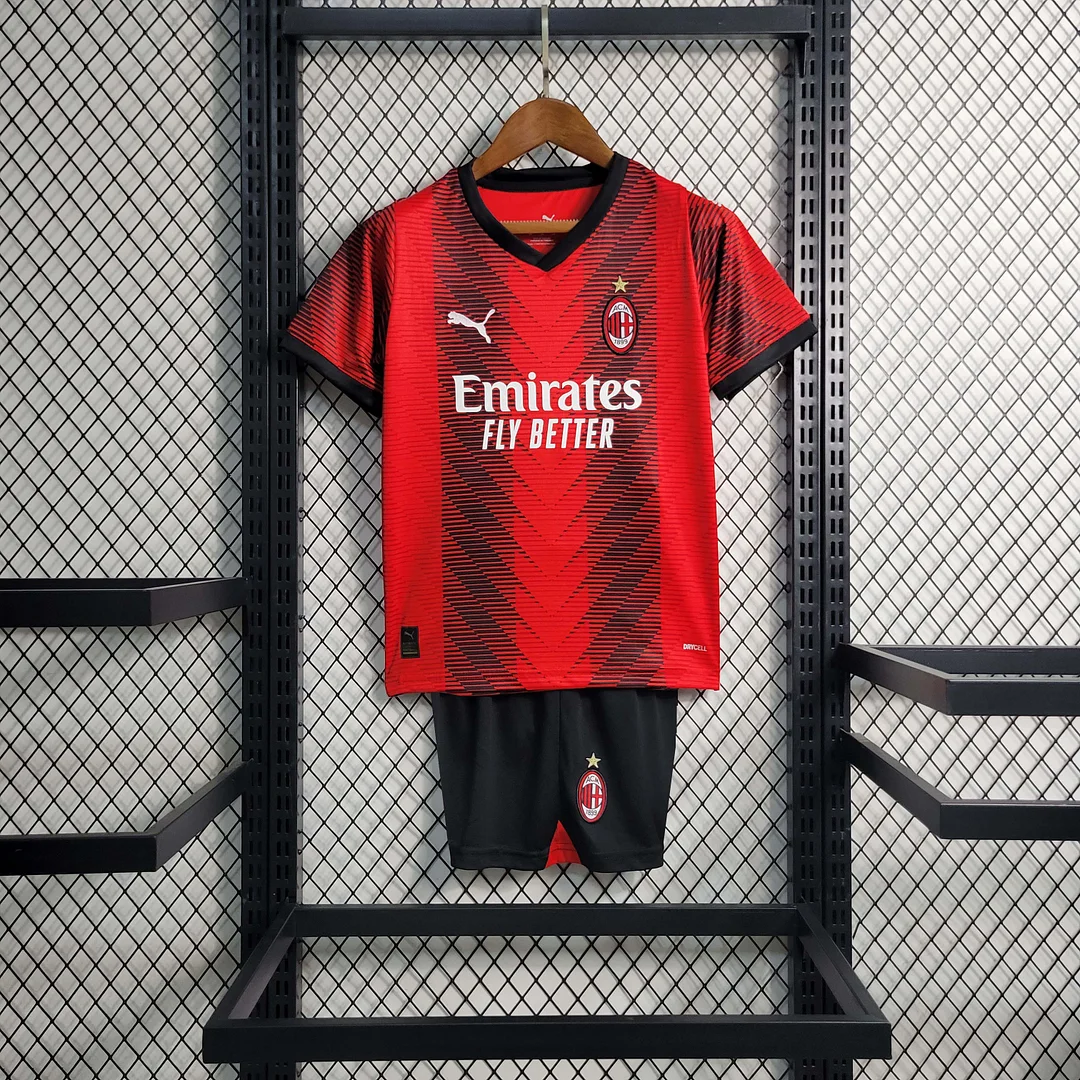 Kids Size 2023-2024 AC Milan Soccer Jersey Home 1:1 Thai Quality Kids Size 2023-2024 AC Milan Soccer Jersey Home 1:1 Thai Quality