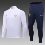 2022 France Half-Pull Training Suit White Football Shirt Set