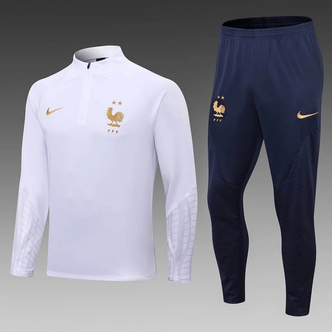 2022 France Half-Pull Training Suit White Football Shirt Set 2022 France Half-Pull Training Suit White Football Shirt Set