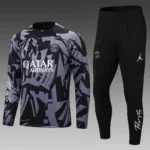 2022-2023 Psg Paris Saint-Germain Half-Pull Training Suit Black Gray Camouflage Set