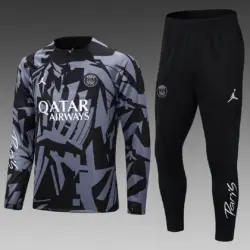 2022-2023 Psg Paris Saint-Germain Half-Pull Training Suit Black Gray Camouflage Set