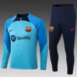 2022-2023 Barcelona Half-Pull Training Suit Blue Jersey Set