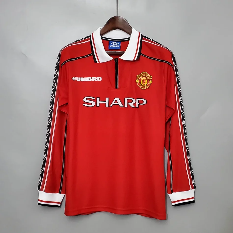 1998 1999 Retro Long Sleeve Manchester United Home Football Shirt