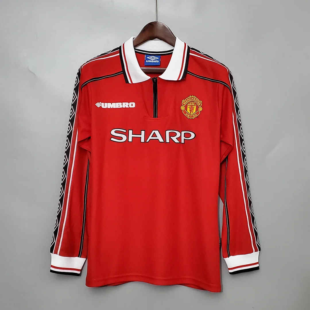1998-1999 Retro Long Sleeve Manchester United Home Football Shirt 1998-1999 Retro Long Sleeve Manchester United Home Football Shirt