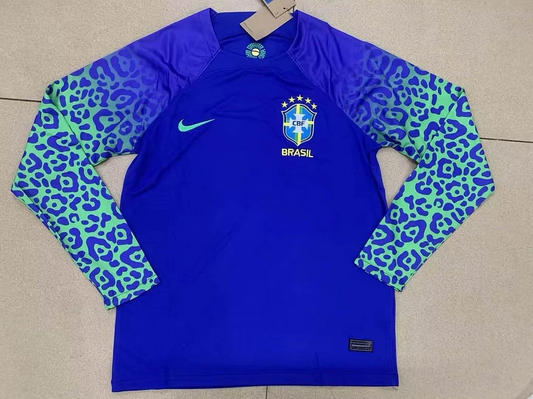 2022 FIFA World Cup Long Sleeve Brazil Away Soccer Jersey 2022 FIFA World Cup Long Sleeve Brazil Away Soccer Jersey