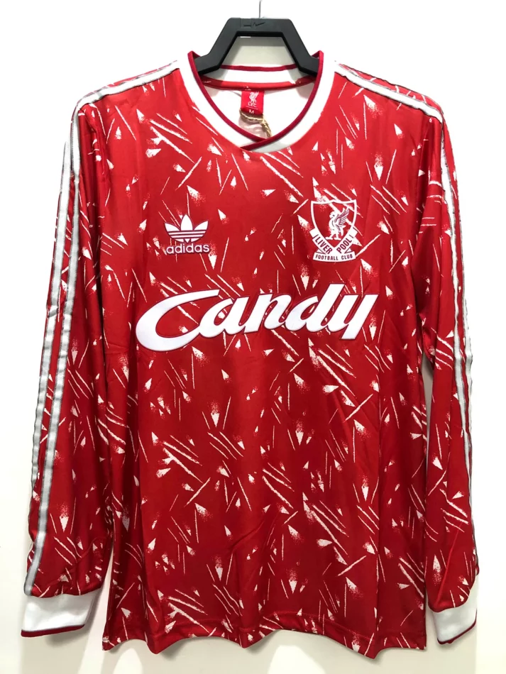 1989 1991 Retro Long Sleeve Liverpool Home Football Shirt
