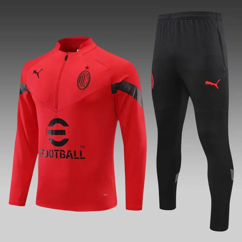 2022-2023 AC Milan Half-Pull Training Suit Red Soccer Jersey 1:1 Thai Quality Set 2022-2023 AC Milan Half-Pull Training Suit Red Soccer Jersey 1:1 Thai Quality Set