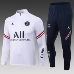 2021-2022 Psg Paris Saint-Germain Half-Pull Training Suit White Set
