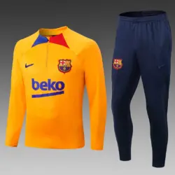 2022-2023 Barcelona Half-Pull Training Suit Yellow Jersey Set