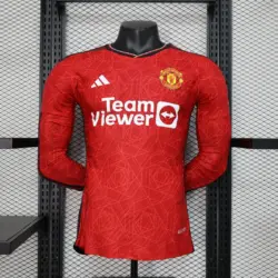 2023-2024 Long Sleeve Player Version Manchester United Home Football Shirt 1:1 Thai Quality
