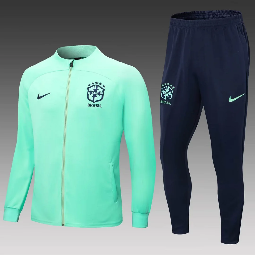 2022 Brazil Long Zipped Jacket Green Soccer Jersey Set 2022 Brazil Long Zipped Jacket Green Soccer Jersey Set