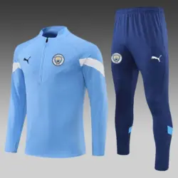 2022-2023 Manchester City Half-Pull Training Suit Blue Football Shirt 1:1 Thai Quality Set