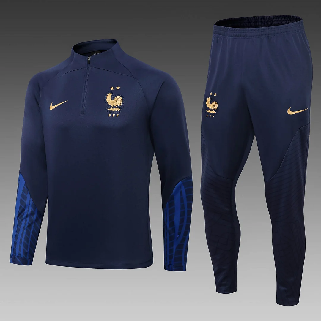 2022 France Half-Pull Training Suit Royal Blue Football Shirt Set 2022 France Half-Pull Training Suit Royal Blue Football Shirt Set