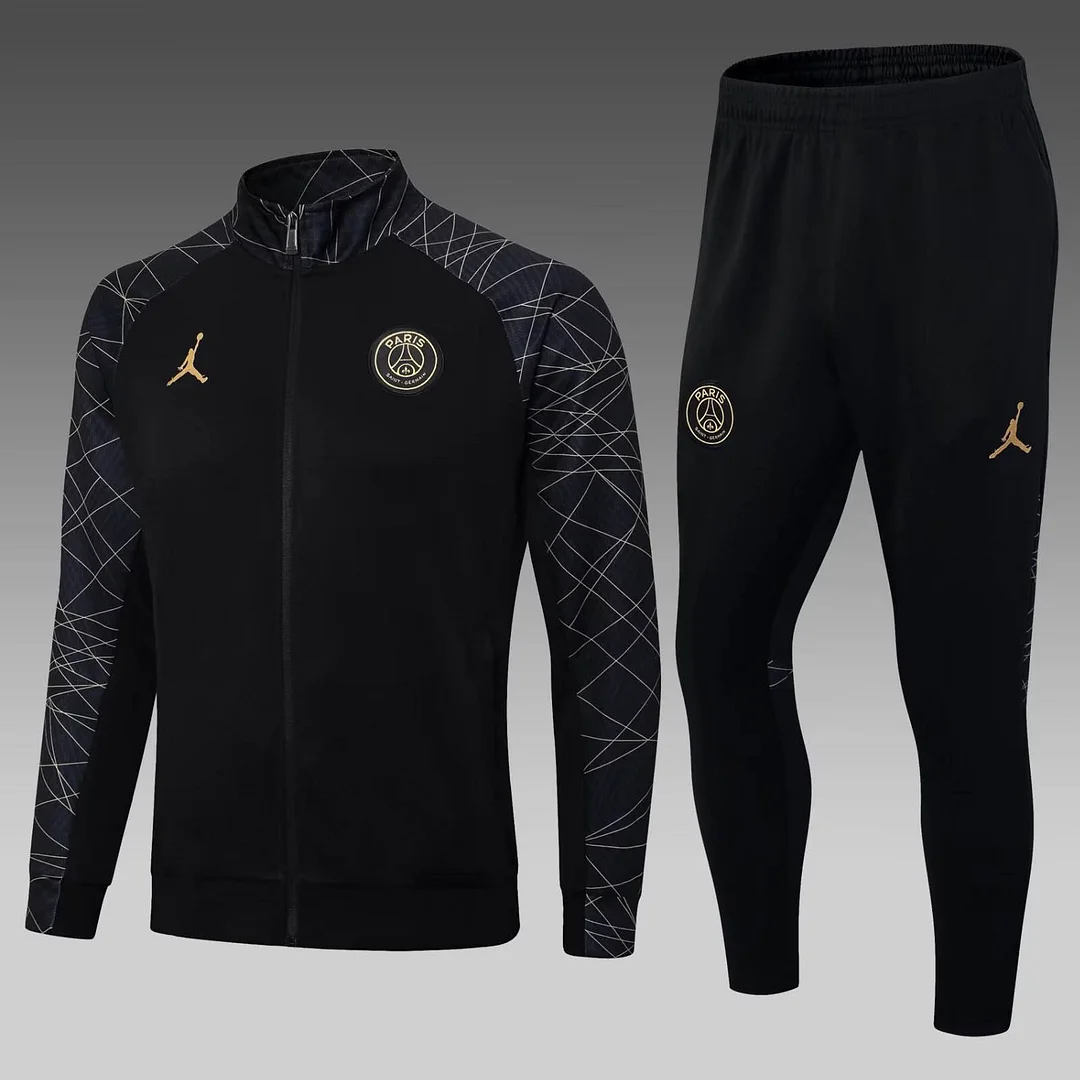 2023-2024 Psg Paris Saint-Germain Long Zipped Jacket Black Set