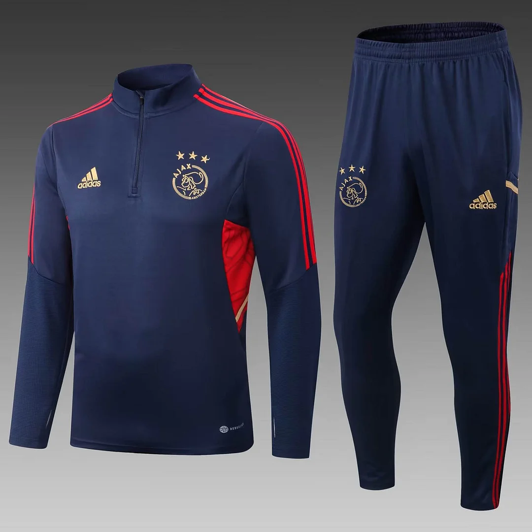 2022-2023 Ajax Half-Pull Training Suit Dark Blue Football Shirt 1:1 Thai Quality Set