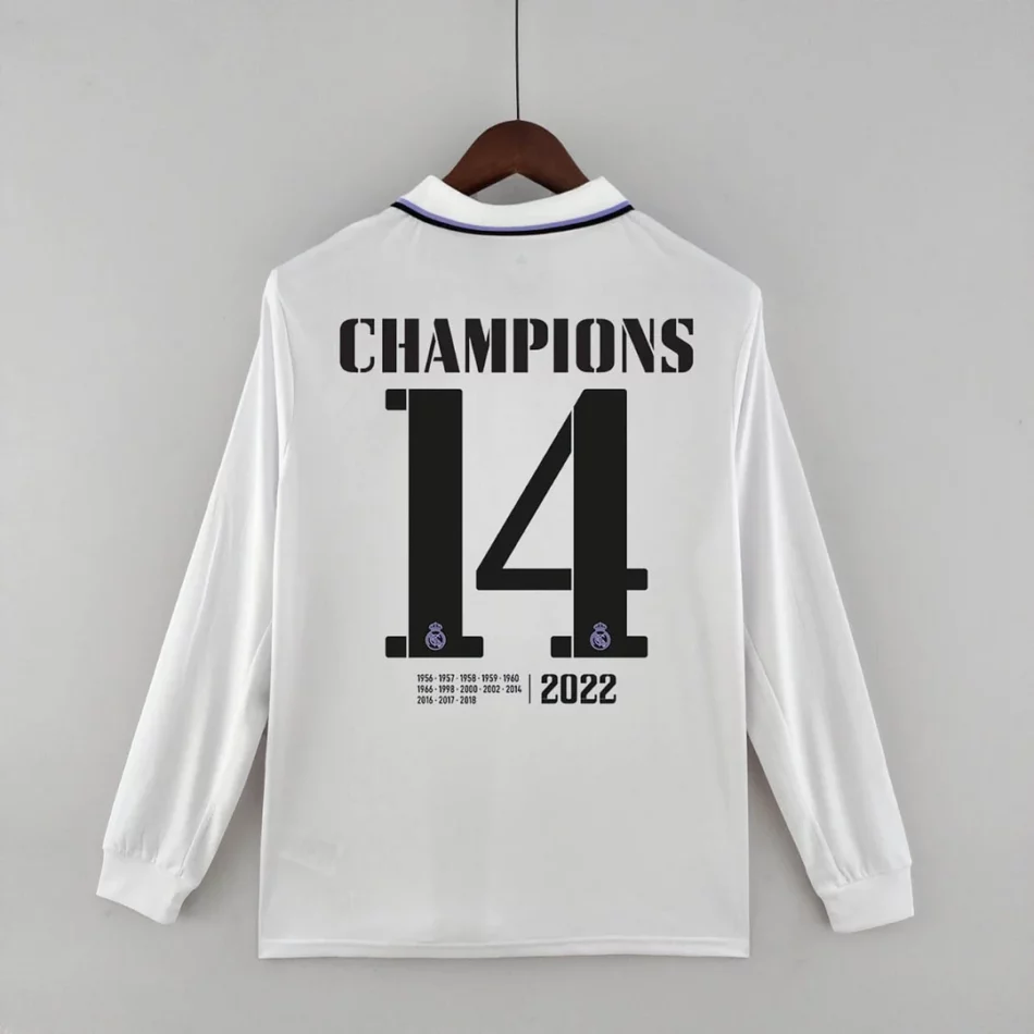 2022-2023 Long Sleeve Real Madrid Home 14 Champions Edition Jersey