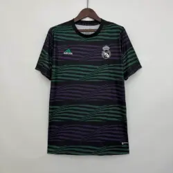 2023-2024 Real Madrid Training Wear Green And Purple Stripes Football Shirt